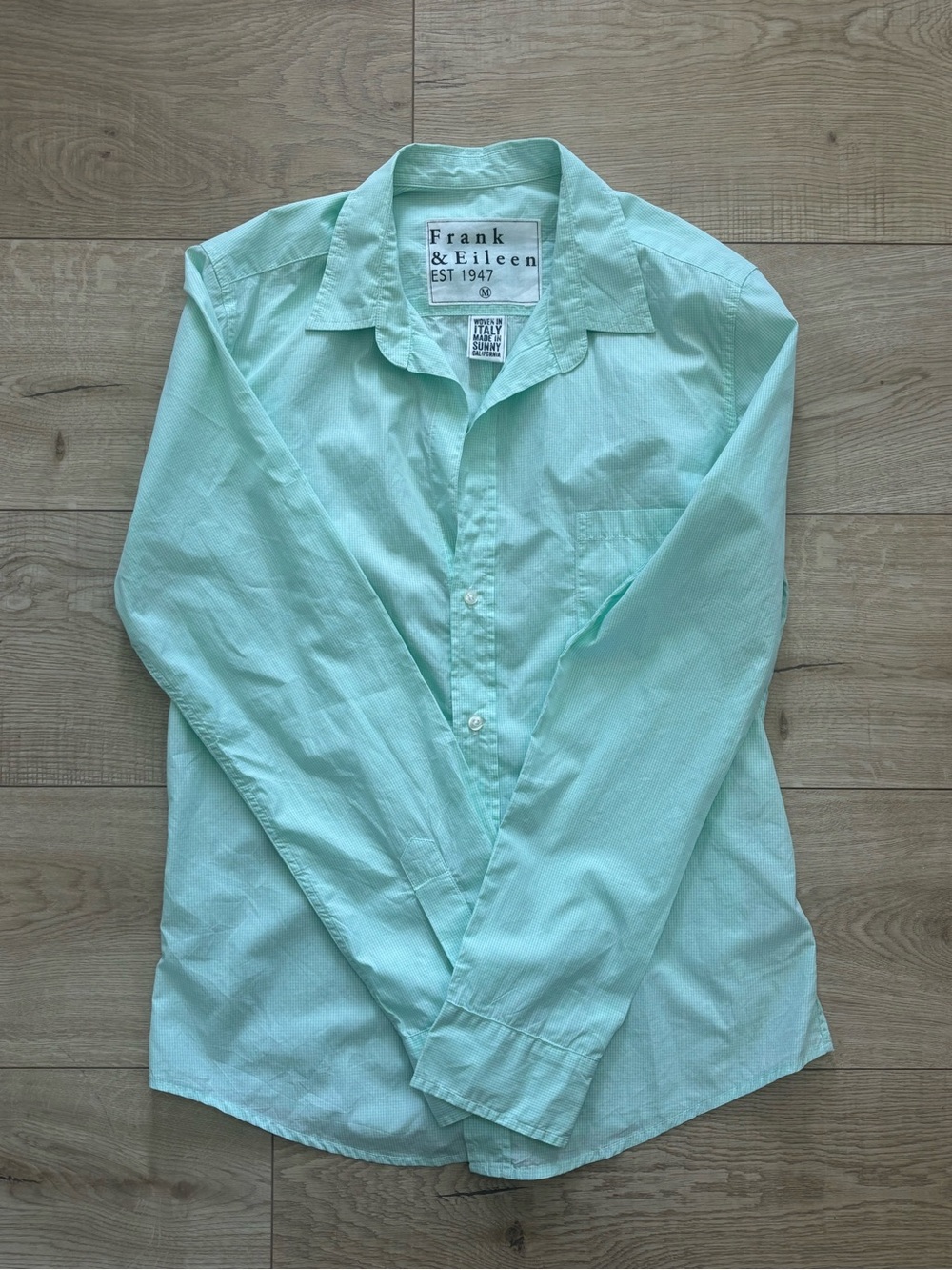 Frank & Eileen Mint Green and White Check Lightweight Button-Down Shirt Preppy
